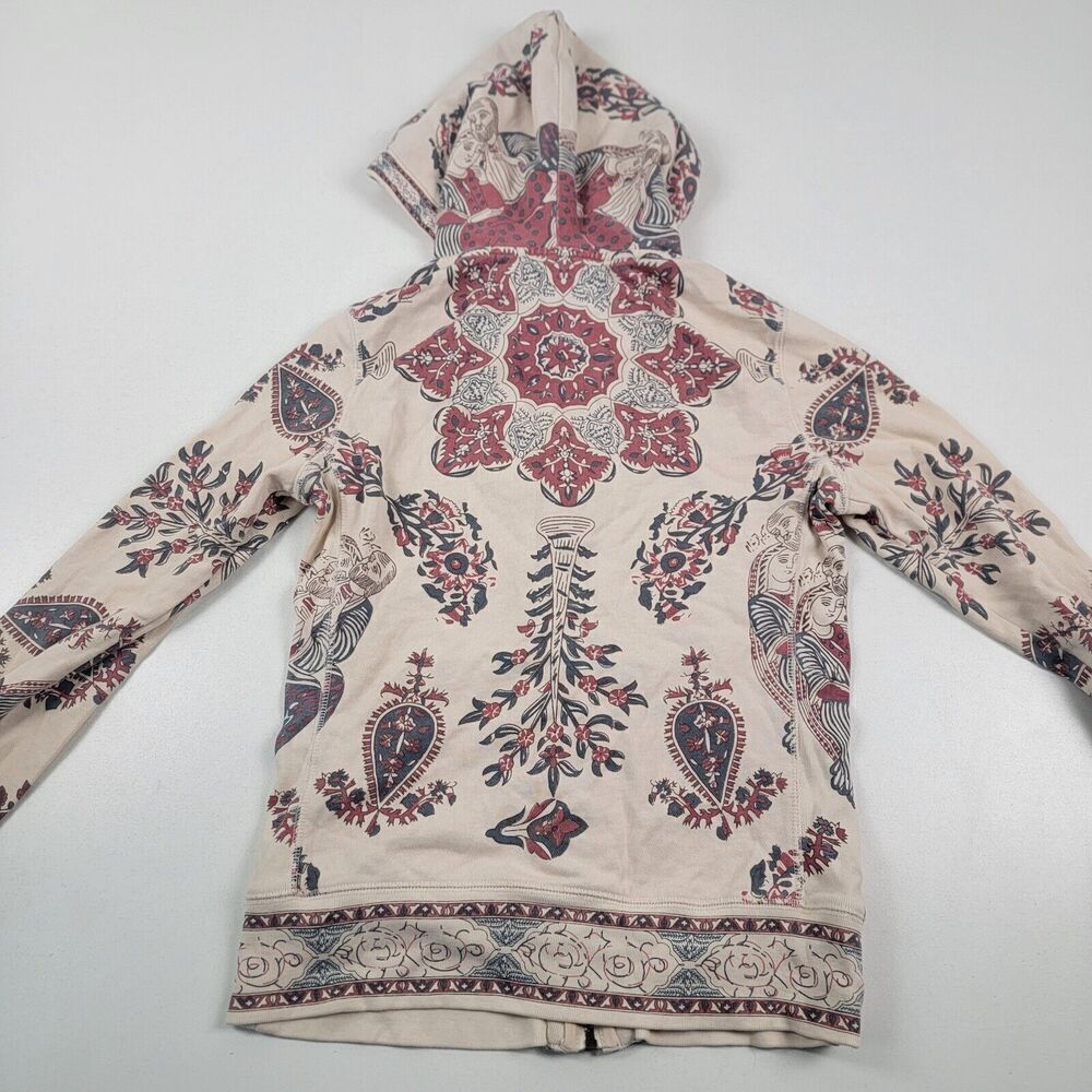 Lucky Brand Cream Hoodie with Burgundy & Sage Paisley Print - Picture 10 of 11
